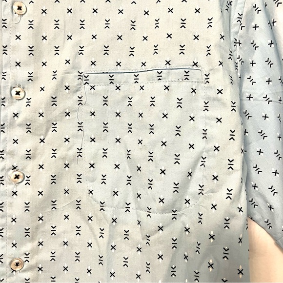 NWT LEVEL TEN COTTON SOFT RELAXED GEOMETRIC PRINT SHIRT SLEEVE BUTTON UP SHIRT - Picture 10 of 13